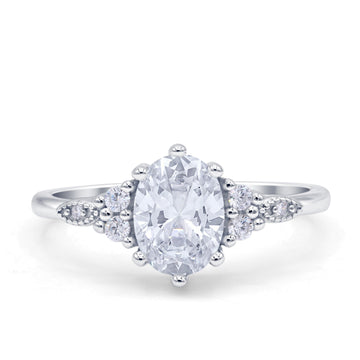 Oval Art Deco Engagement Ring Cubic Zirconia 925 Sterling Silver Wholesale